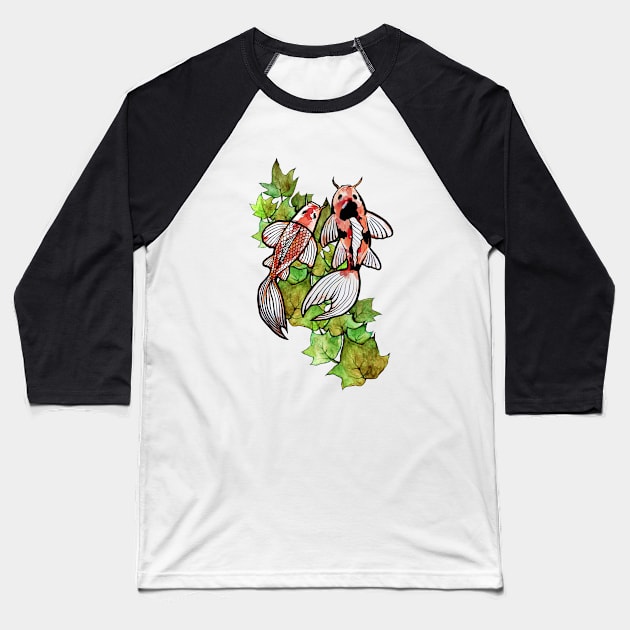 Koi Art Baseball T-Shirt by bubbsnugg